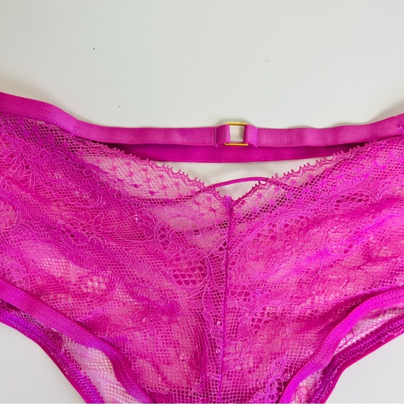 NWT Victoria’s Secret Pink Lace Strappy Metal Embellished Cheeky Underwear Panty - Picture 2 of 16